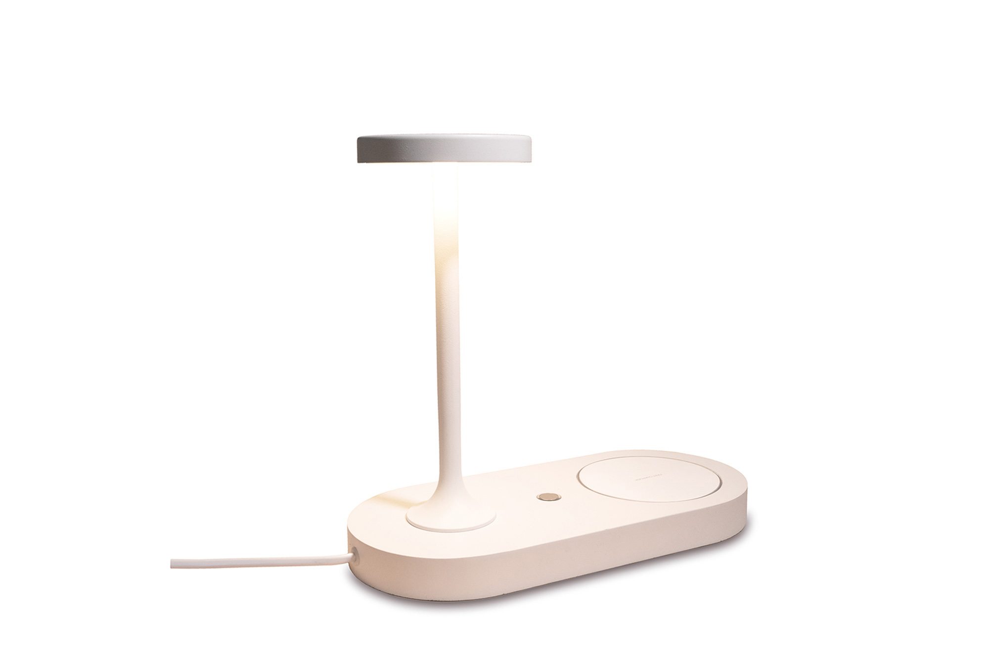 M7290  Ceres Table Lamp 6W LED With Mobile Phone Induction Charger & USB Charger White
